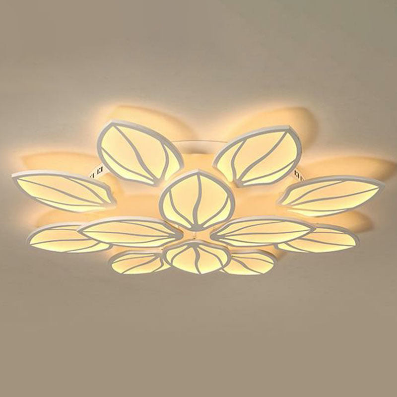 Foliage Acrylic LED Flush Mount Fixture Contemporary White Semi Flush Ceiling Light for Bedroom Clearhalo 'Ceiling Lights' 'Close To Ceiling Lights' 'Close to ceiling' 'Semi-flushmount' Lighting' 2046690