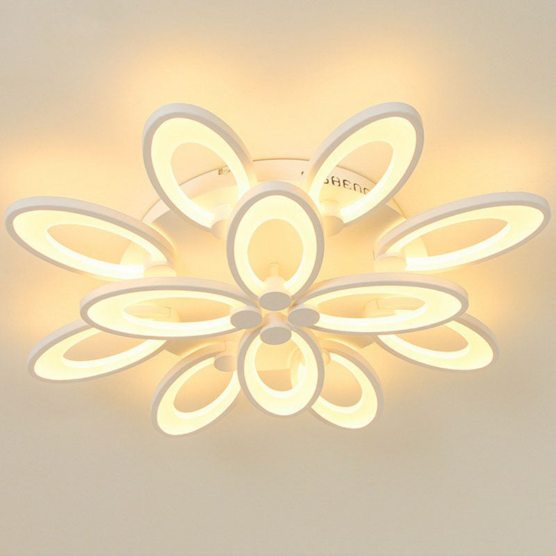 Elliptical LED Semi Flush Mount Modern Acrylic White Flushmount Ceiling Light for Living Room 12 White White Clearhalo 'Ceiling Lights' 'Close To Ceiling Lights' 'Close to ceiling' 'Semi-flushmount' Lighting' 2046699