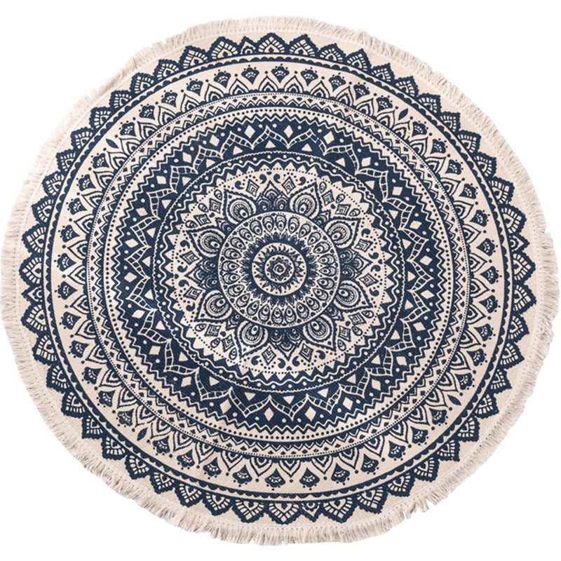 Pastel Color Mandala Rug Cotton Boho Carpet Machine Washable Indoor Rug for Bedroom Clearhalo 'Area Rug' 'Bohemian' 'Rugs' Rug' 2046733