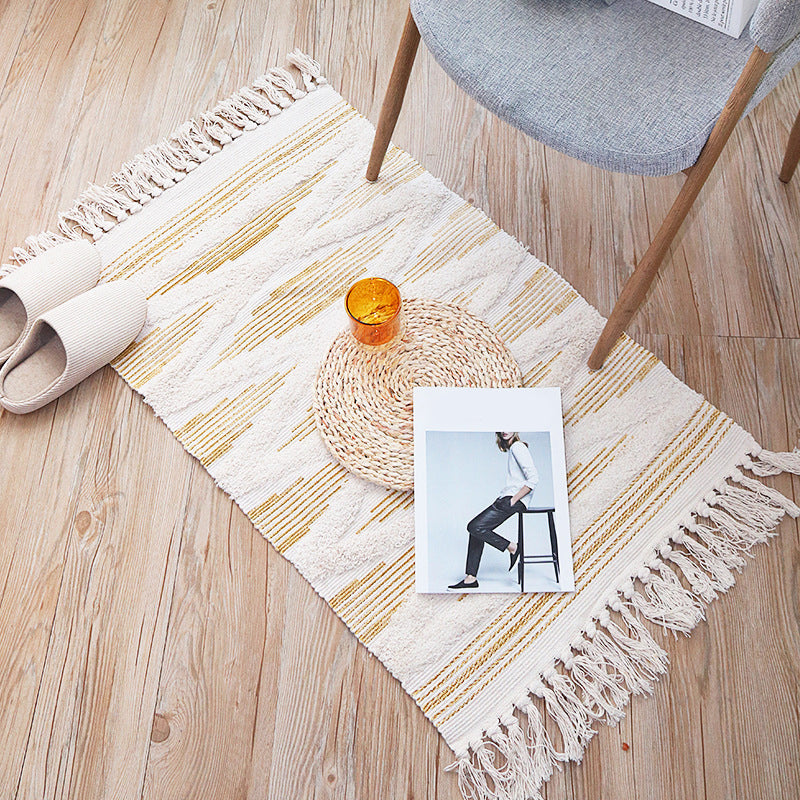 Stylish Diamond Patterned Rug Multi-Color Boho Carpet Cotton Pet Friendly Washable Rug for Room Orange-Yellow 2' x 2'11" Clearhalo 'Area Rug' 'Bohemian' 'Rugs' Rug' 2046856