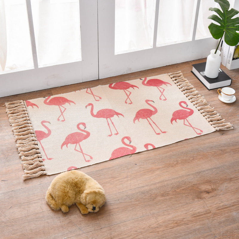 Funky Bedroom Area Rug Multicolored Patterned Rug Cotton Washable Indoor Carpet Pink 2' x 2'11" Clearhalo 'Area Rug' 'Bohemian' 'Rugs' Rug' 2047002