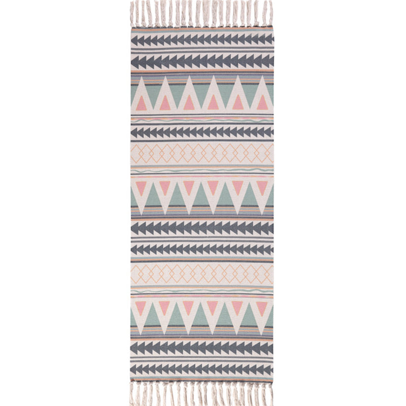 Multi Color Funky Rug Cotton Geometric Shapes Rug Pet Friendly Machine Washable Carpet for Bedroom Blue-Pink Clearhalo 'Area Rug' 'Bohemian' 'Rugs' Rug' 2047064
