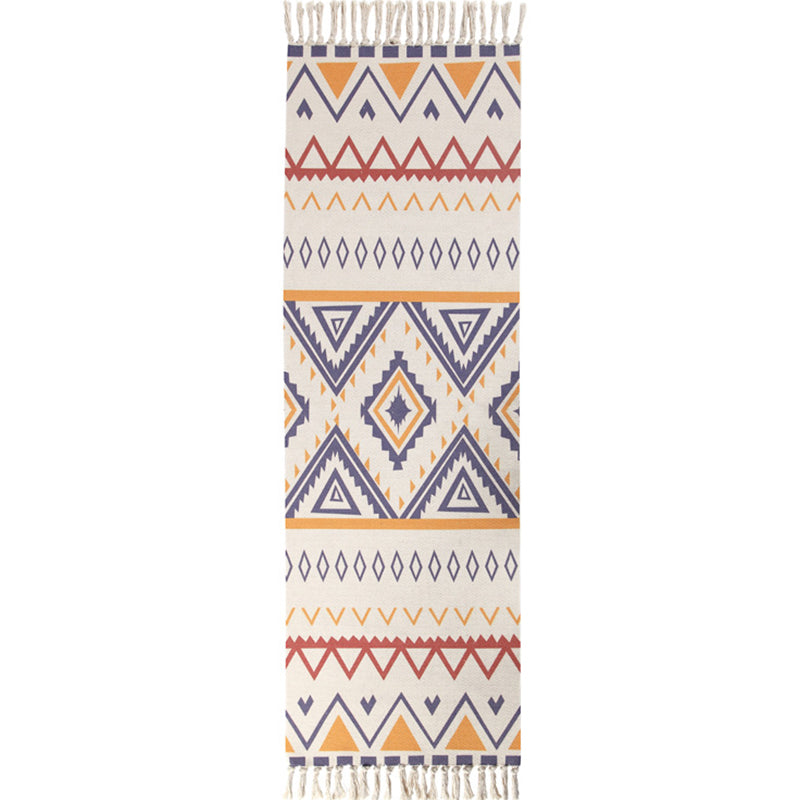 Multi Color Funky Rug Cotton Geometric Shapes Rug Pet Friendly Machine Washable Carpet for Bedroom Blue-Yellow Clearhalo 'Area Rug' 'Bohemian' 'Rugs' Rug' 2047073