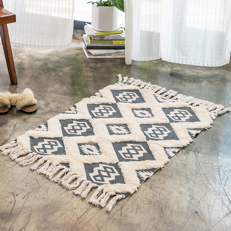 Eclectic Room Rug Multicolor Rhombus Patterned Rug Cotton Pet Friendly Area Carpet Clearhalo 'Area Rug' 'Bohemian' 'Rugs' Rug' 2047227