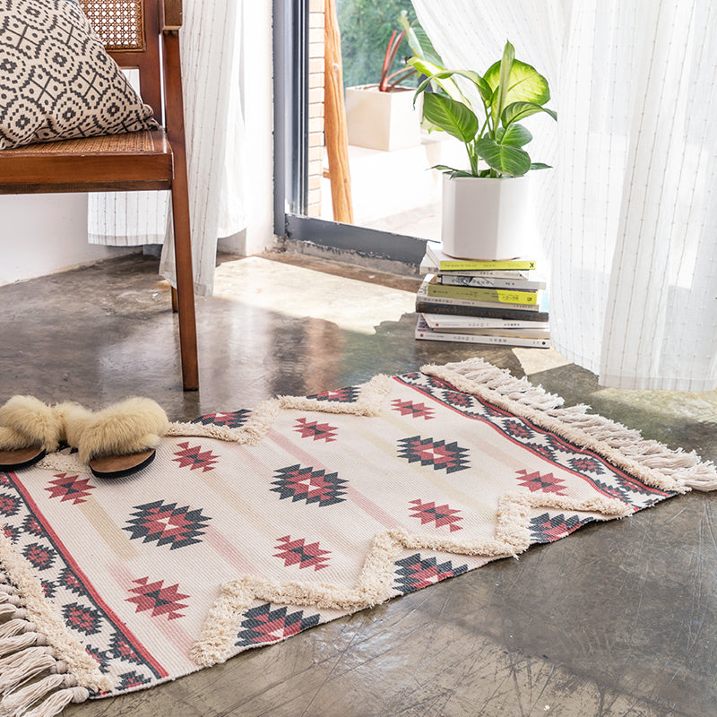 Eclectic Room Rug Multicolor Rhombus Patterned Rug Cotton Pet Friendly Area Carpet Clearhalo 'Area Rug' 'Bohemian' 'Rugs' Rug' 2047234