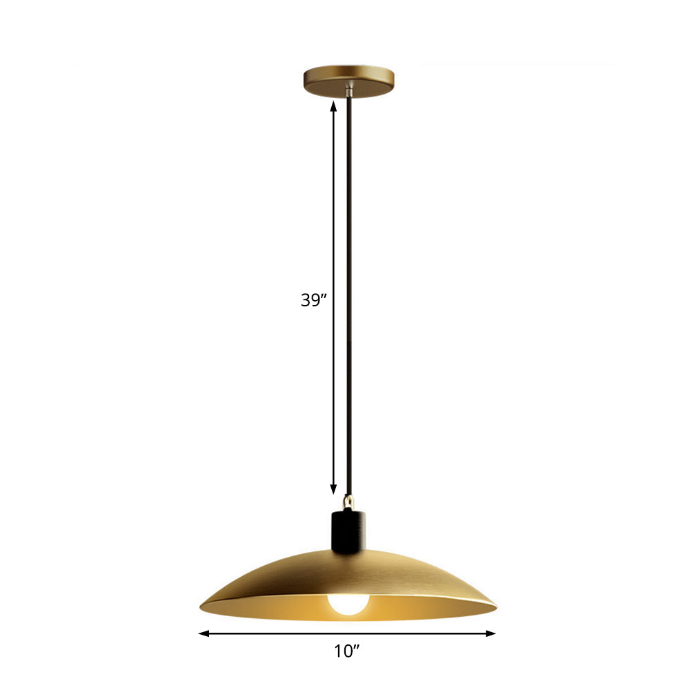 10"/12" Wide Dome Restaurant Ceiling Light Industrial Wrought Iron 1-Light Brass Hanging Pendant Light Clearhalo 'Art Deco Pendants' 'Cast Iron' 'Ceiling Lights' 'Ceramic' 'Crystal' 'Industrial Pendants' 'Industrial' 'Metal' 'Middle Century Pendants' 'Pendant Lights' 'Pendants' 'Tiffany' Lighting' 204750