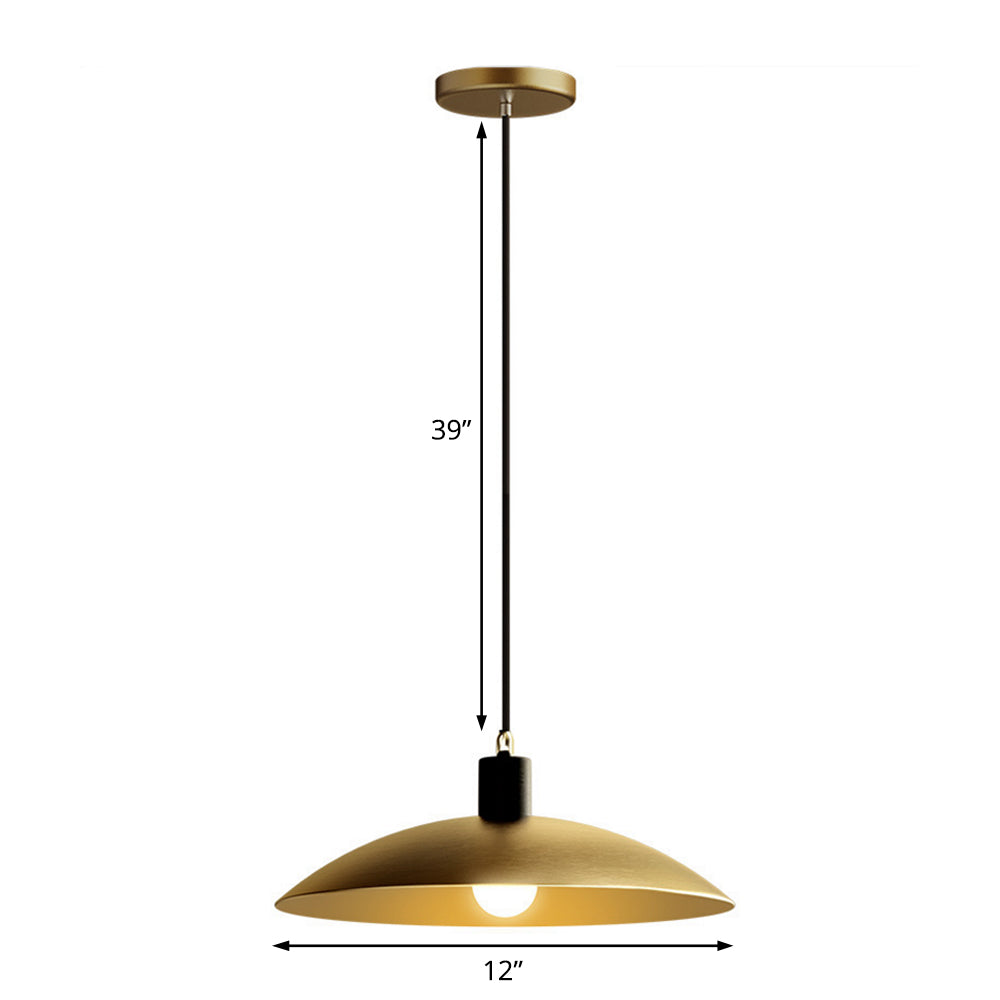 10"/12" Wide Dome Restaurant Ceiling Light Industrial Wrought Iron 1-Light Brass Hanging Pendant Light Clearhalo 'Art Deco Pendants' 'Cast Iron' 'Ceiling Lights' 'Ceramic' 'Crystal' 'Industrial Pendants' 'Industrial' 'Metal' 'Middle Century Pendants' 'Pendant Lights' 'Pendants' 'Tiffany' Lighting' 204751