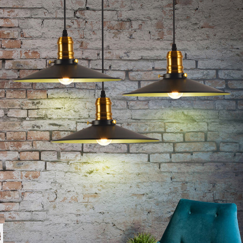 8.5"/10" Wide Saucer Living Room Light Fixture Industrial Wrought Iron 1-Light Black Hanging Pendant Light Black 10" Clearhalo 'Art Deco Pendants' 'Black' 'Cast Iron' 'Ceiling Lights' 'Ceramic' 'Crystal' 'Industrial Pendants' 'Industrial' 'Metal' 'Middle Century Pendants' 'Pendant Lights' 'Pendants' 'Rustic Pendants' 'Tiffany' Lighting' 204769