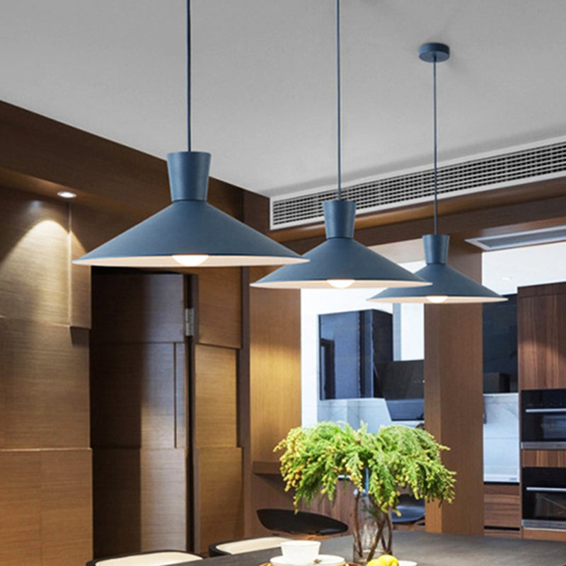 Pink/Yellow/Blue 1 Light Hanging Light Nordic Style Iron Flared Pendant Ceiling Light for Living Room Clearhalo 'Art Deco Pendants' 'Cast Iron' 'Ceiling Lights' 'Ceramic' 'Crystal' 'Industrial Pendants' 'Industrial' 'Metal' 'Middle Century Pendants' 'Pendant Lights' 'Pendants' 'Tiffany' Lighting' 204886