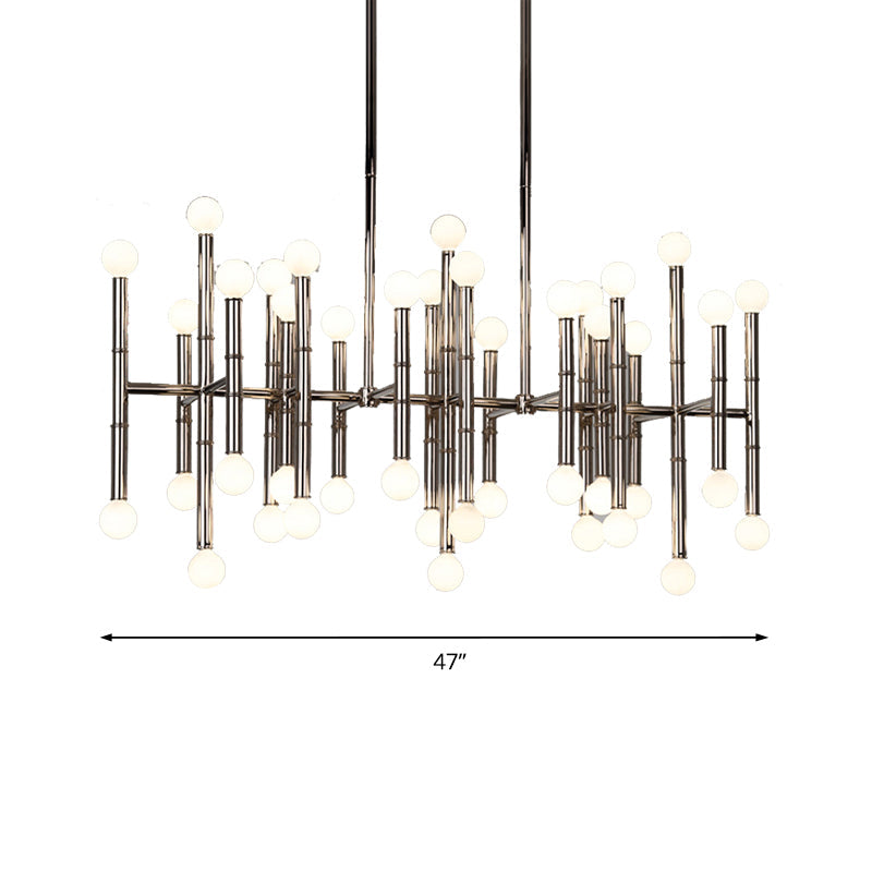 Multi-Rod Island Light Modern Metal 42-Head Black/Chrome/Gold Up and Down Lighting Fixture Clearhalo 'Ceiling Lights' 'Island Lights' Lighting' 205032