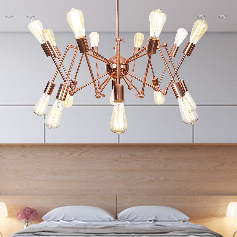Copper Sputnik Pendant Chandelier Rustic Metal 6/8/10 Lights Indoor Pendant Light Fixture 16 Copper Clearhalo 'Cast Iron' 'Ceiling Lights' 'Chandeliers' 'Industrial Chandeliers' 'Industrial' 'Metal' 'Middle Century Chandeliers' 'Rustic Chandeliers' 'Tiffany' Lighting' 205055