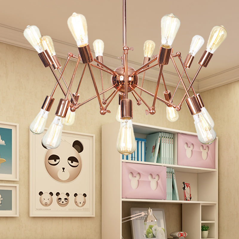 Copper Sputnik Pendant Chandelier Rustic Metal 6/8/10 Lights Indoor Pendant Light Fixture Clearhalo 'Cast Iron' 'Ceiling Lights' 'Chandeliers' 'Industrial Chandeliers' 'Industrial' 'Metal' 'Middle Century Chandeliers' 'Rustic Chandeliers' 'Tiffany' Lighting' 205056