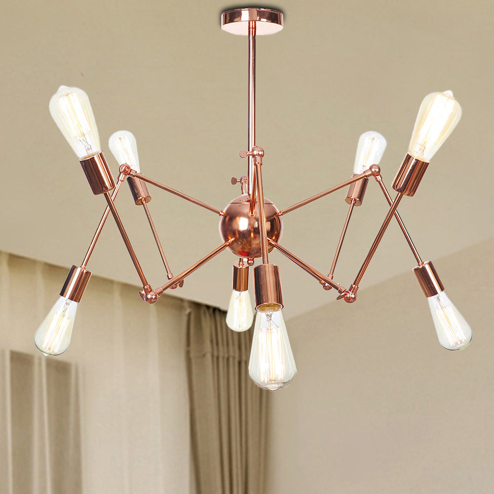 Copper Sputnik Pendant Chandelier Rustic Metal 6/8/10 Lights Indoor Pendant Light Fixture 8 Copper Clearhalo 'Cast Iron' 'Ceiling Lights' 'Chandeliers' 'Industrial Chandeliers' 'Industrial' 'Metal' 'Middle Century Chandeliers' 'Rustic Chandeliers' 'Tiffany' Lighting' 205058