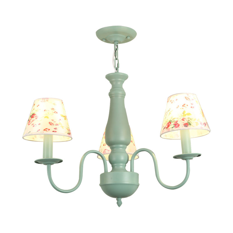 Macaron Colored Tapered Shade Chandelier Nordic Stylish Metal Hanging Light for Child Bedroom Clearhalo 'Ceiling Lights' 'Chandeliers' Lighting' options 205074