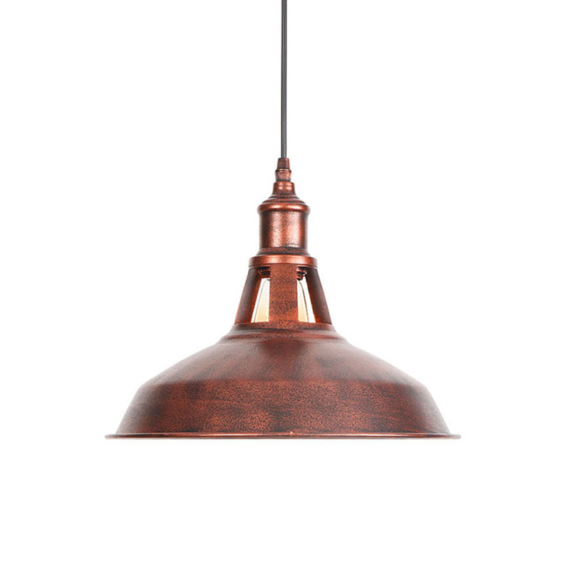 12"/16" Wide Wrought Iron Rust Pendant Lamp Barn 1-Light Retro Suspension Light for Living Room Clearhalo 'Art Deco Pendants' 'Cast Iron' 'Ceiling Lights' 'Ceramic' 'Crystal' 'Industrial Pendants' 'Industrial' 'Metal' 'Middle Century Pendants' 'Pendant Lights' 'Pendants' 'Tiffany' Lighting' 205141