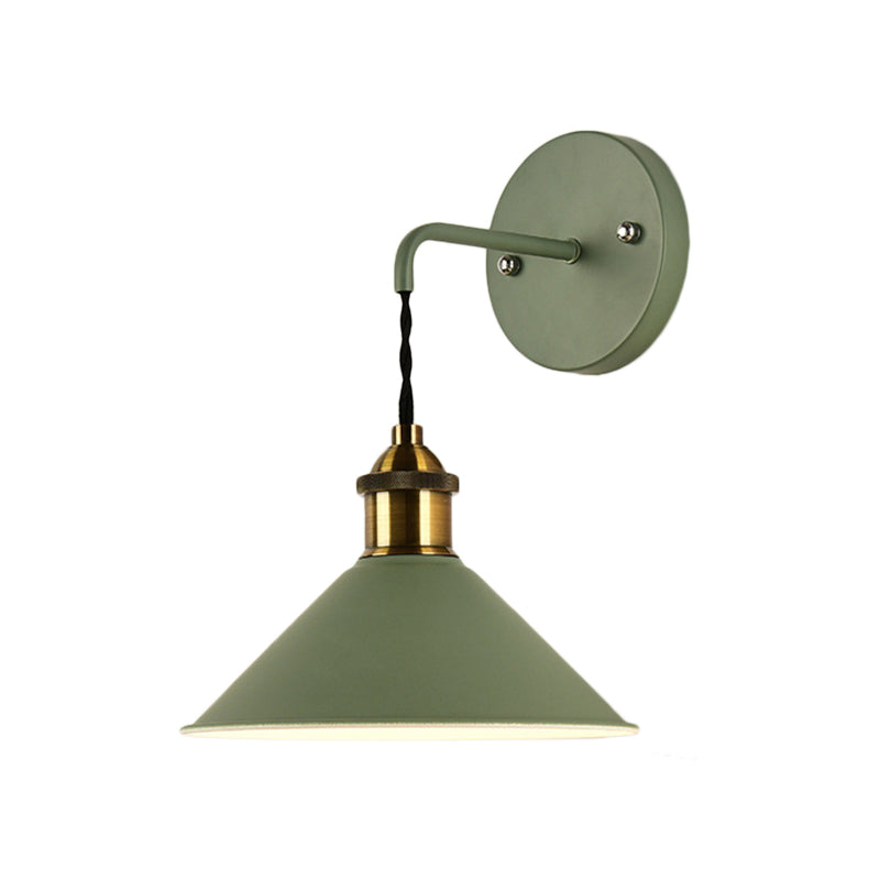 Cone Shade Metal Sconce Lighting Industrial Single Bulb Living Room Wall Mounted Lamp in Black/Grey/White Clearhalo 'Art deco wall lights' 'Cast Iron' 'Glass' 'Industrial wall lights' 'Industrial' 'Middle century wall lights' 'Modern' 'Rustic wall lights' 'Tiffany' 'Traditional wall lights' 'Wall Lamps & Sconces' 'Wall Lights' Lighting' 205273