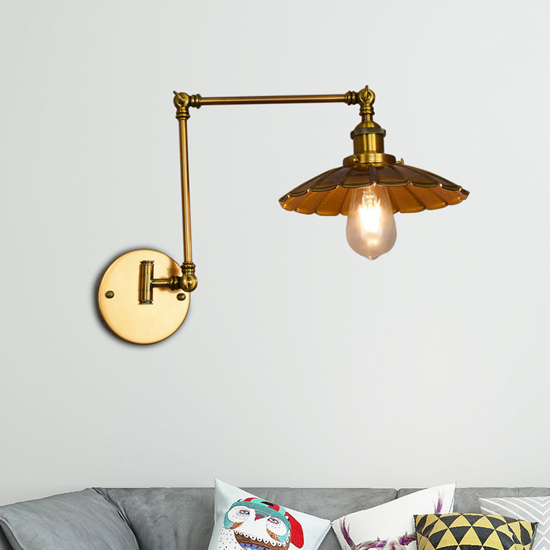 Vintage Cone Hanging Ceiling Light 1 Light Metal Pendant Lighting in Brass for Living Room Clearhalo 'Art deco wall lights' 'Cast Iron' 'Glass' 'Industrial wall lights' 'Industrial' 'Middle century wall lights' 'Modern' 'Rustic wall lights' 'Tiffany' 'Traditional wall lights' 'Wall Lamps & Sconces' 'Wall Lights' Lighting' 205286