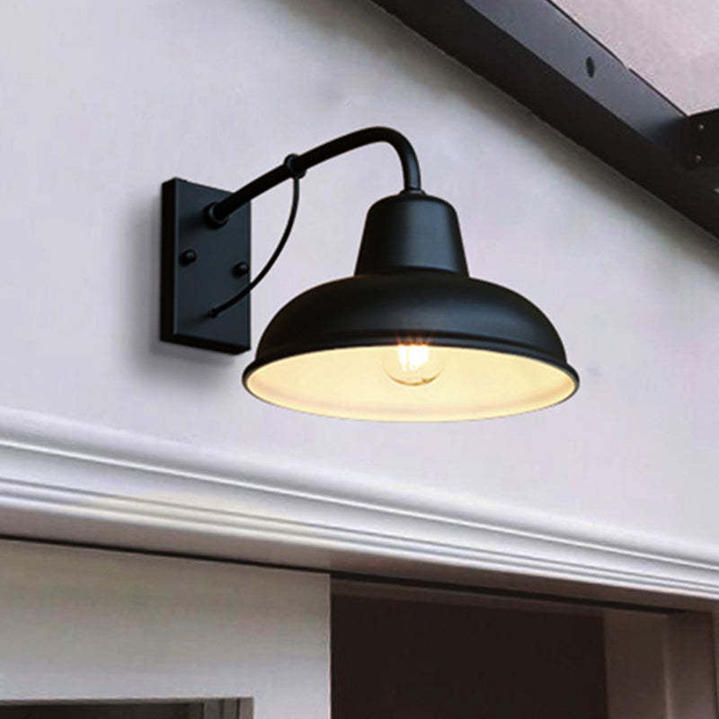 1 Light Dome Wall Lamp Industrial Style Black/Matte Black Metal Sconce Light Fixture for Outdoor Clearhalo 'Art deco wall lights' 'Cast Iron' 'Glass' 'Industrial wall lights' 'Industrial' 'Middle century wall lights' 'Modern' 'Rustic wall lights' 'Tiffany' 'Traditional wall lights' 'Wall Lamps & Sconces' 'Wall Lights' Lighting' 205309