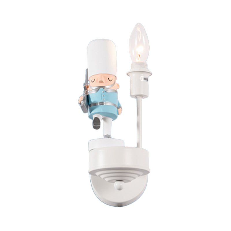 Study Room Walking Solider Wall Lamp Resin Single Light Kids Wall Sconce with Candle Clearhalo 'Wall Lamps & Sconces' 'Wall Lights' Lighting' 205465
