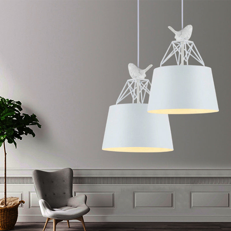 1 Head Animal Pendant Lamp with Bucket Shade Modern Stylish Metal Hanging Light in White White B Clearhalo 'Ceiling Lights' 'Pendant Lights' 'Pendants' Lighting' 205633_f118efc3-b03a-4d3f-96c0-14d01f62ba40