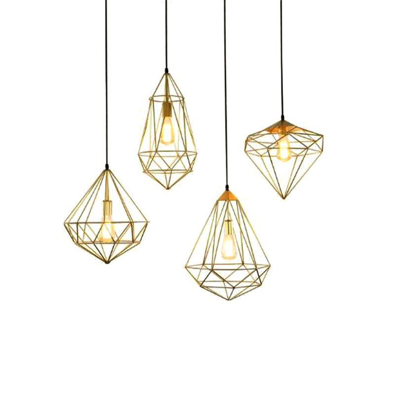 Gemstone Shaped Iron Pendant Light Antique 1-Light Dining Room Hanging Light Fixture Clearhalo 'Art Deco Pendants' 'Black' 'Cast Iron' 'Ceiling Lights' 'Ceramic' 'Crystal' 'Industrial Pendants' 'Industrial' 'Metal' 'Middle Century Pendants' 'Pendant Lights' 'Pendants' 'Rustic Pendants' 'Tiffany' Lighting' 2057399
