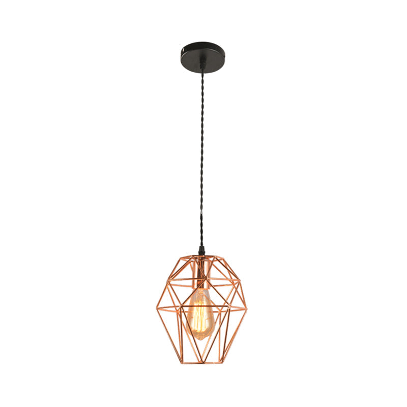 Metal Geometric Shaped Hanging Light Simplicity 1-Light Dining Room Pendant Light Fixture in Rose Gold Clearhalo 'Art Deco Pendants' 'Cast Iron' 'Ceiling Lights' 'Ceramic' 'Crystal' 'Industrial Pendants' 'Industrial' 'Metal' 'Middle Century Pendants' 'Pendant Lights' 'Pendants' 'Tiffany' Lighting' 2057411
