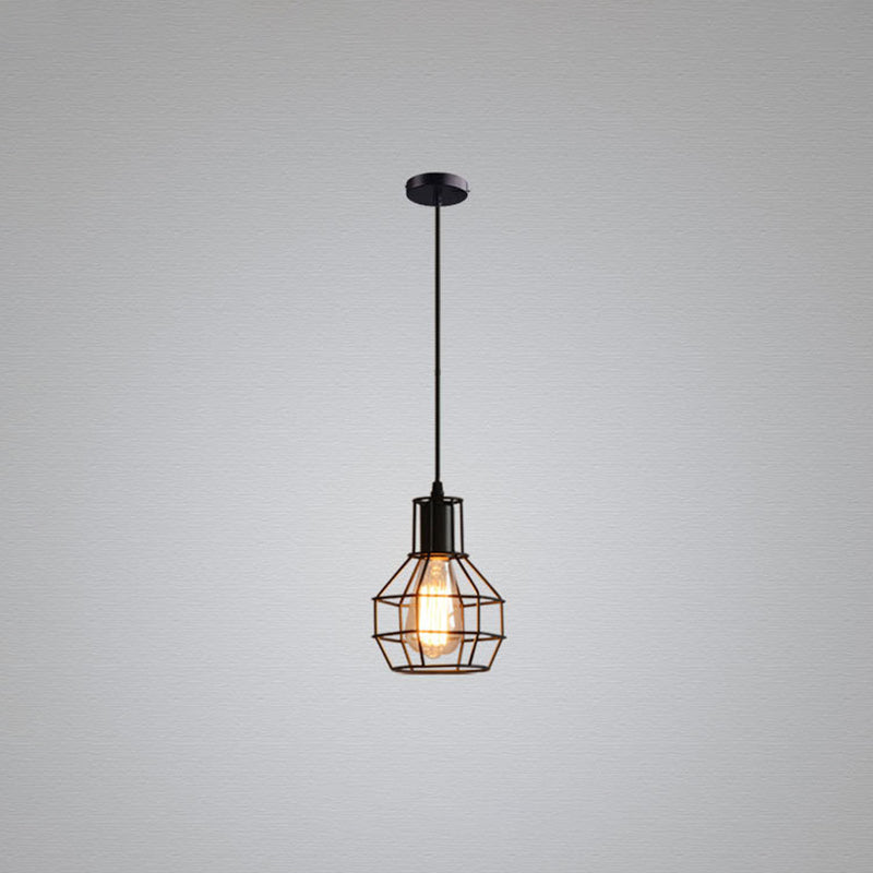 Black Grenade Cage Hanging Light Simplicity Iron 1 Bulb Dining Room Pendant Light Fixture Clearhalo 'Art Deco Pendants' 'Black' 'Cast Iron' 'Ceiling Lights' 'Ceramic' 'Crystal' 'Industrial' 'Metal' 'Pendant Lights' 'Rustic Pendants' 'Tiffany' Lighting' 2057450_41587559-578e-4f8b-9bdf-71d3736d8825