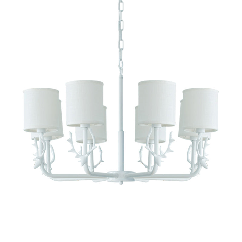 Cylinder Living Room Suspension Light with Antlers Metal Rustic Style Chandelier Clearhalo 'Ceiling Lights' 'Chandeliers' Lighting' options 205762