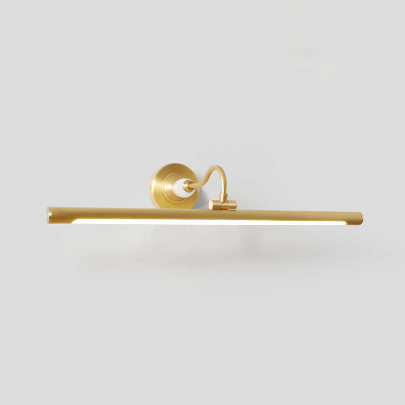 Stick Shaped Powder Room LED Wall Lighting Ideas Simplicity Metal Gold Vanity Sconce Light Gold E Clearhalo 'Vanity Lights' 'Wall Lights' Lighting' 2057640