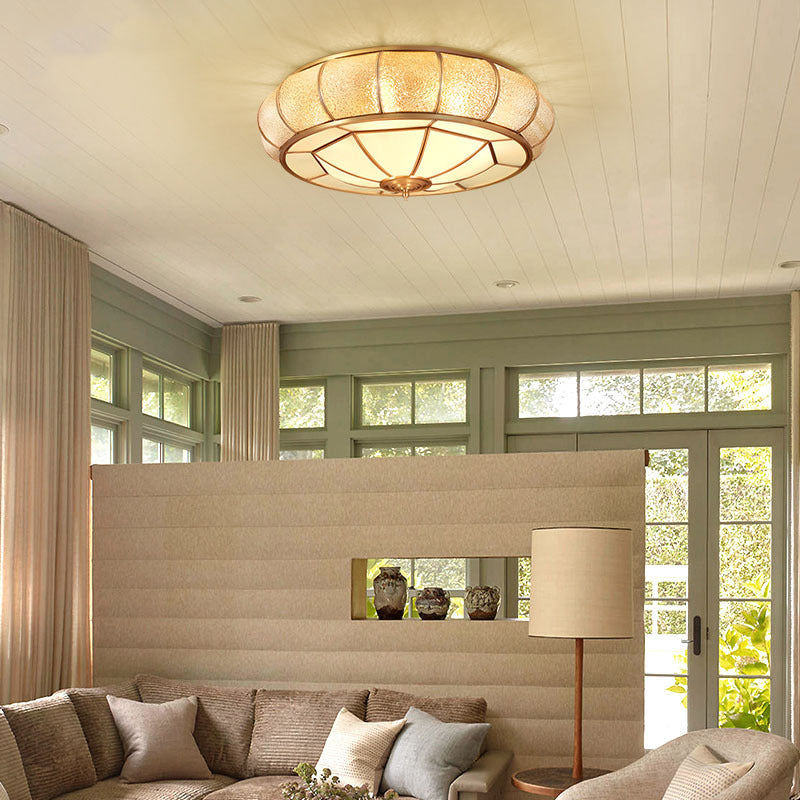 Donut Shaped Ripple Glass Flush Mount Lighting Classic Dining Room Flush Mount Fixture in Gold Clearhalo 'Ceiling Lights' 'Close To Ceiling Lights' 'Close to ceiling' 'Flush mount' Lighting' 2057723