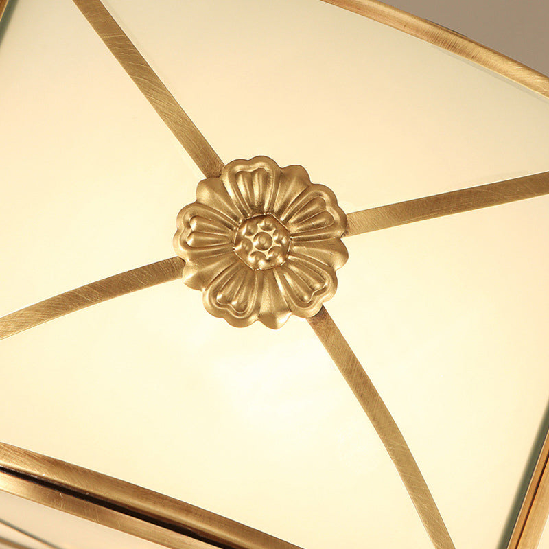 Scalloped Edge Living Room Flush Mount Lighting Classic Frost Glass Gold Flush Light Clearhalo 'Ceiling Lights' 'Close To Ceiling Lights' 'Close to ceiling' 'Flush mount' Lighting' 2058116