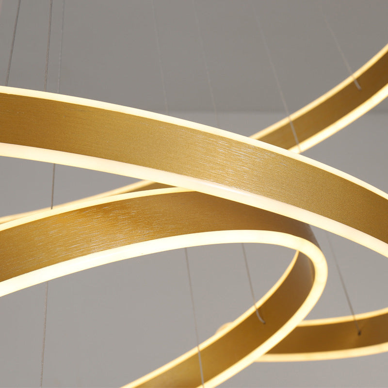 Artistic Curved Shaped LED Suspension Light Aluminum Living Room Chandelier Light Clearhalo 'Ceiling Lights' 'Chandeliers' 'Modern Chandeliers' 'Modern' Lighting' 2058218
