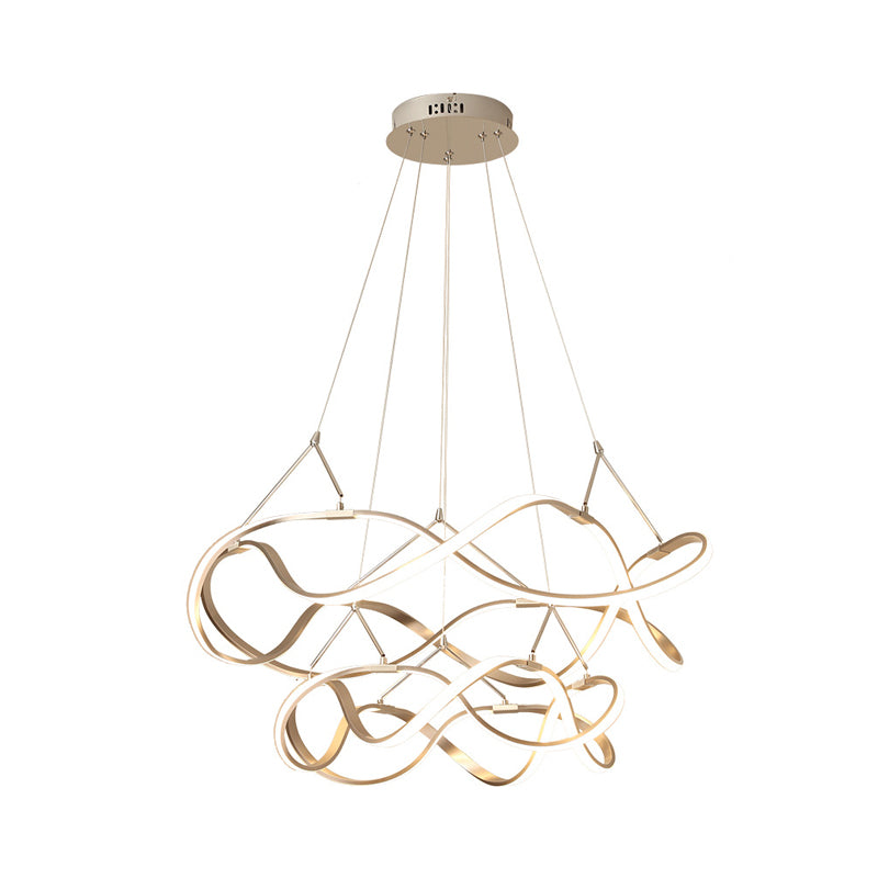 Gold Seamless Curve Chandelier Lighting Minimalist Aluminum LED Pendant Light Fixture Clearhalo 'Ceiling Lights' 'Chandeliers' 'Modern Chandeliers' 'Modern' Lighting' 2058241
