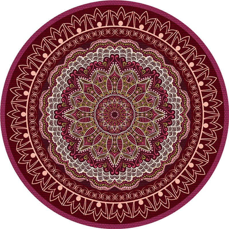 Moroccan Living Room Rug Multi-Color Flower Rug Polyester Machine Washable Stain Resistant Non-Slip Backing Area Carpet Purple-Red Clearhalo 'Area Rug' 'Moroccan' 'Rugs' Rug' 2058554
