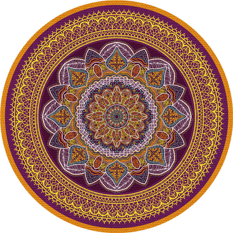 Moroccan Living Room Rug Multi-Color Flower Rug Polyester Machine Washable Stain Resistant Non-Slip Backing Area Carpet Purple-Yellow Clearhalo 'Area Rug' 'Moroccan' 'Rugs' Rug' 2058558