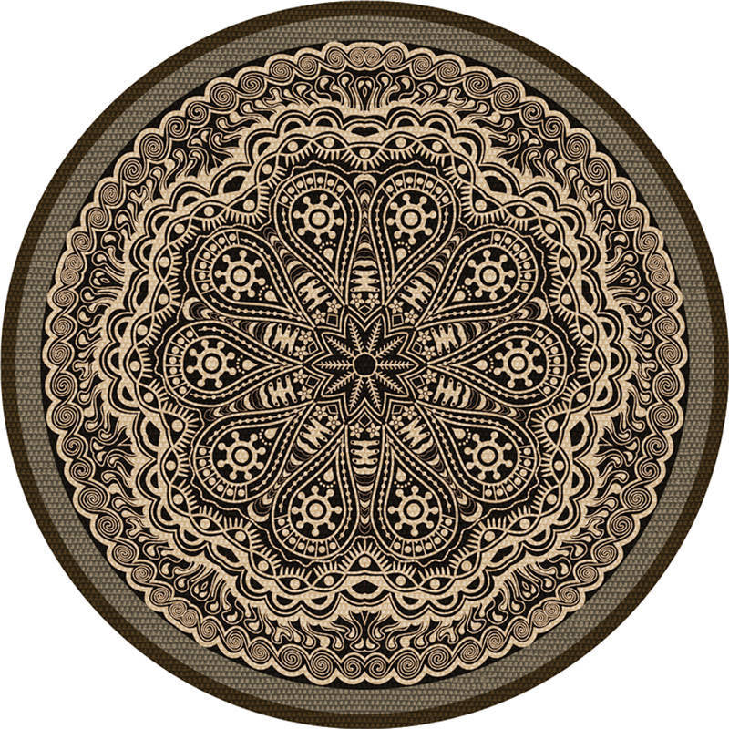 Moroccan Living Room Rug Multi-Color Flower Rug Polyester Machine Washable Stain Resistant Non-Slip Backing Area Carpet Khaki Clearhalo 'Area Rug' 'Moroccan' 'Rugs' Rug' 2058581