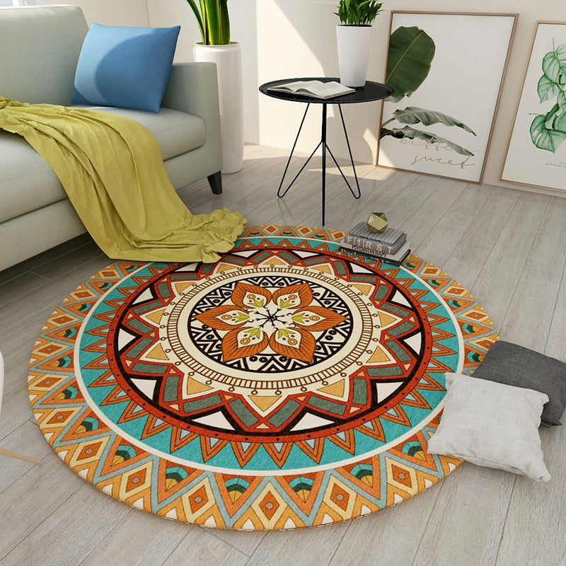 Chic Tribal Patterned Rug Multi Colored Moroccan Rug Polyester Anti-Slip Backing Washable Pet Friendly Carpet for Bedroom Clearhalo 'Area Rug' 'Moroccan' 'Rugs' Rug' 2058597