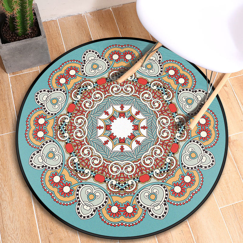 Tribal Mandala Indoor Rug Multi Color Moroccan Carpet Synthetics Anti-Slip Stain Resistant Pet Friendly Rug for Room Blue Clearhalo 'Area Rug' 'Moroccan' 'Rugs' Rug' 2058736