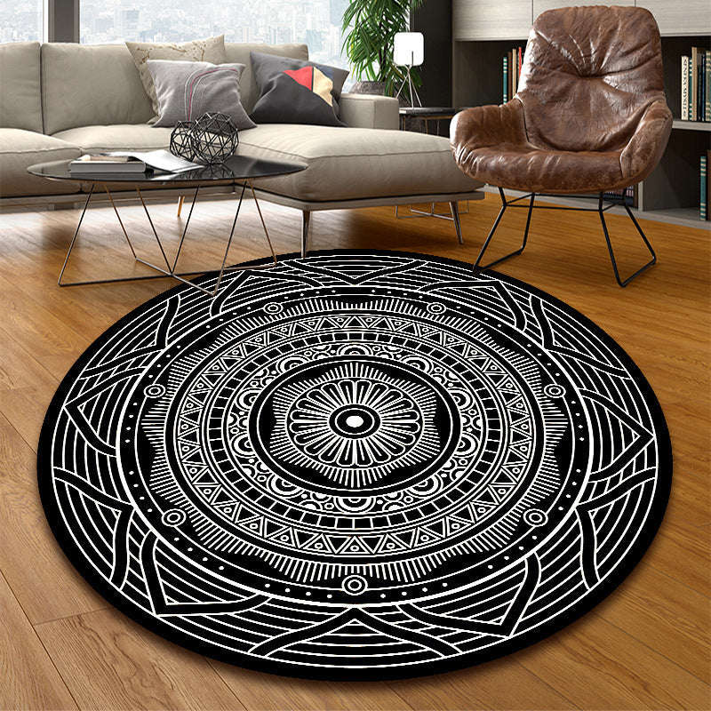 Unique Multicolored Mandala Rug Synthetics Moroccan Rug Stain Resistant Non-Slip Backing Machine Washable Rug for Front Door Gloss White Clearhalo 'Area Rug' 'Moroccan' 'Rugs' Rug' 2058901