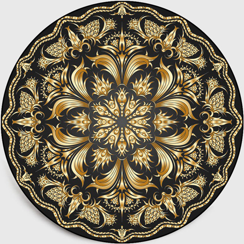 Retro Dark Color Moroccan Rug Polypropylene Mandala Patterned Rug Washable Anti-Slip Pet Friendly Rug for Living Room Yellow Clearhalo 'Area Rug' 'Moroccan' 'Rugs' Rug' 2058917