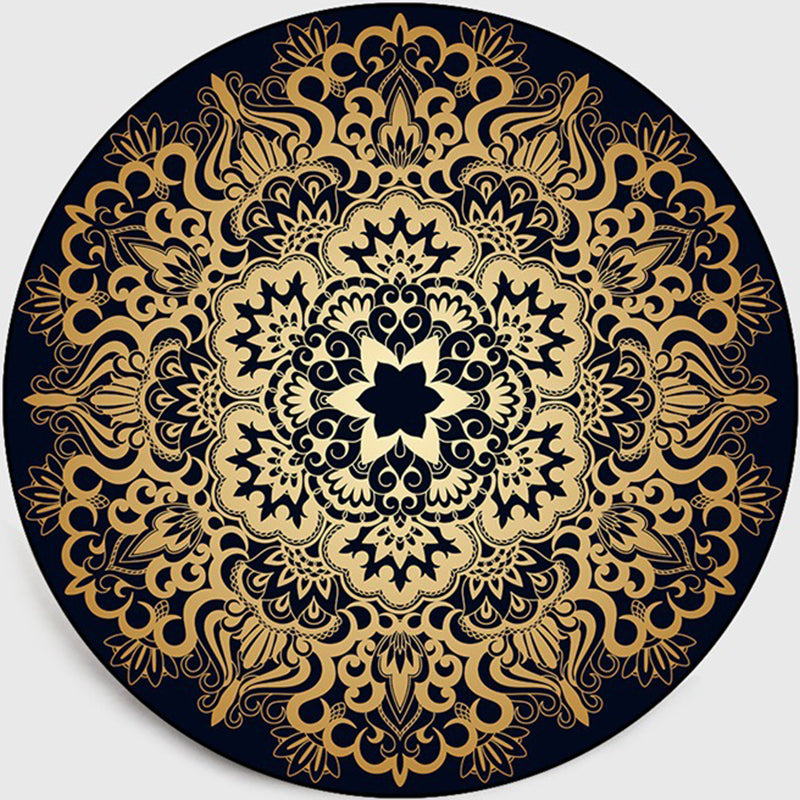 Retro Dark Color Moroccan Rug Polypropylene Mandala Patterned Rug Washable Anti-Slip Pet Friendly Rug for Living Room Gold Clearhalo 'Area Rug' 'Moroccan' 'Rugs' Rug' 2058918