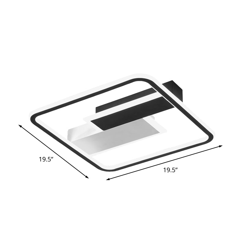 Square/Rectangular Flush Mount Lamp Modern Acrylic 1-Light Black LED Ceiling Light Fixture in Warm/White Light, 19.5"/37.5" Wide Clearhalo 'Ceiling Lights' 'Close To Ceiling Lights' 'Close to ceiling' 'Flush mount' Lighting' 205898