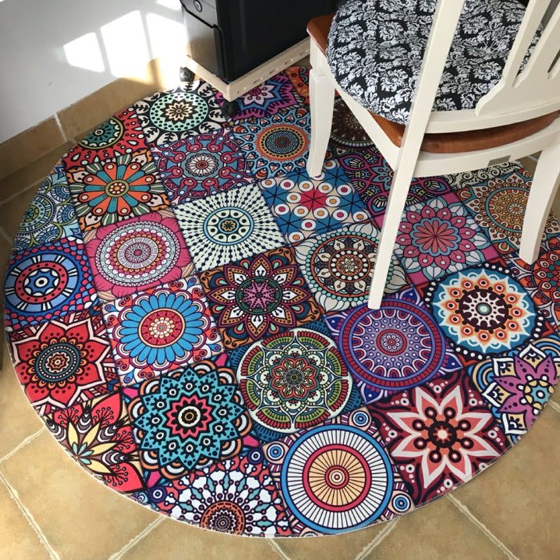 Chic Multi Color Persian Rug Polyester Flower Print Carpet Washable Anti-Slip Pet Friendly Rug for Home Purple-Red Clearhalo 'Area Rug' 'Moroccan' 'Rugs' Rug' 2059056