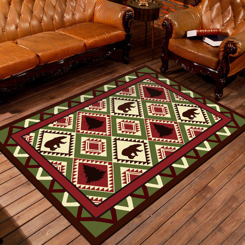 Nostalgic Persian Rug Multi Colored Trellis Carpet Non-Slip Washable Pet Friendly Rug for Living Room Dark Green Clearhalo 'Area Rug' 'Moroccan' 'Rugs' Rug' 2059135