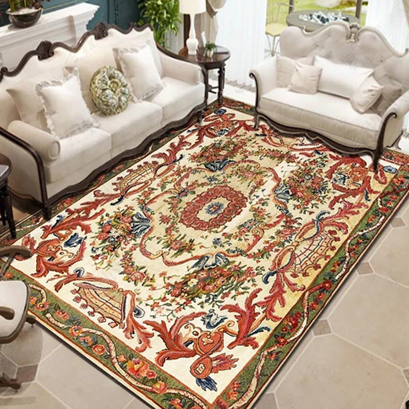 Persian Living Room Rug Multi Colored Geometric Carpet Polyester Pet Friendly Stain Resistant Anti-Slip Backing Rug with Braided Trim Red-Green Clearhalo 'Area Rug' 'Moroccan' 'Rugs' Rug' 2059232