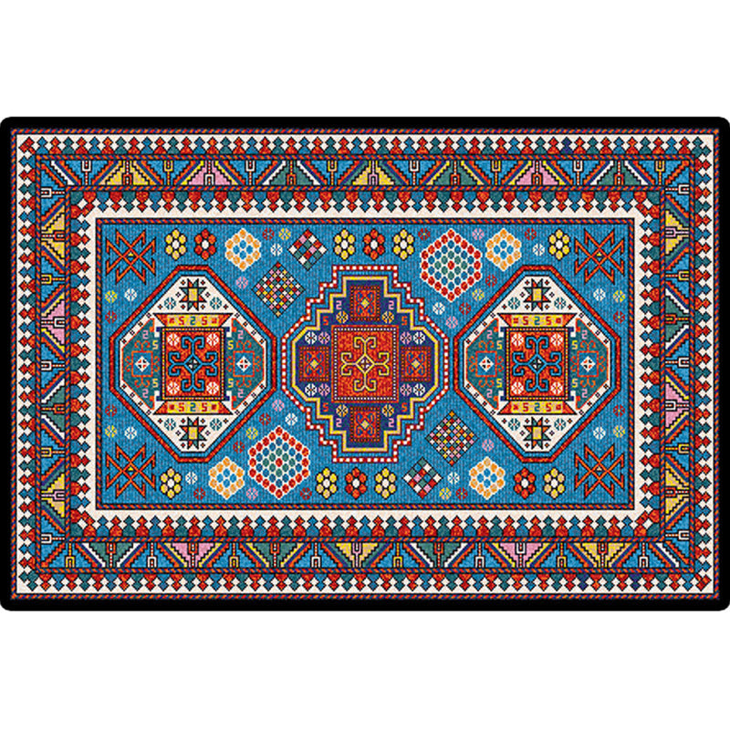 Turkish Meeting Room Area Rug Multicolor Symmetrical Tribal Pattern Rug Polypropylene Anti-Slip Stain Resistant Washable Carpet Clearhalo 'Area Rug' 'Moroccan' 'Rugs' Rug' 2059294