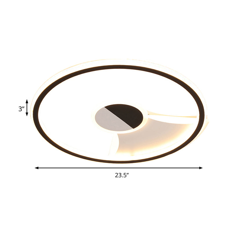 Acrylic Circular Flush Ceiling Light Simple Style LED Black and White 16"/19.5"/23.5" Dia LED Ceiling Lamp for Bedroom in Warm/White Clearhalo 'Ceiling Lights' 'Close To Ceiling Lights' 'Close to ceiling' 'Flush mount' Lighting' 205978