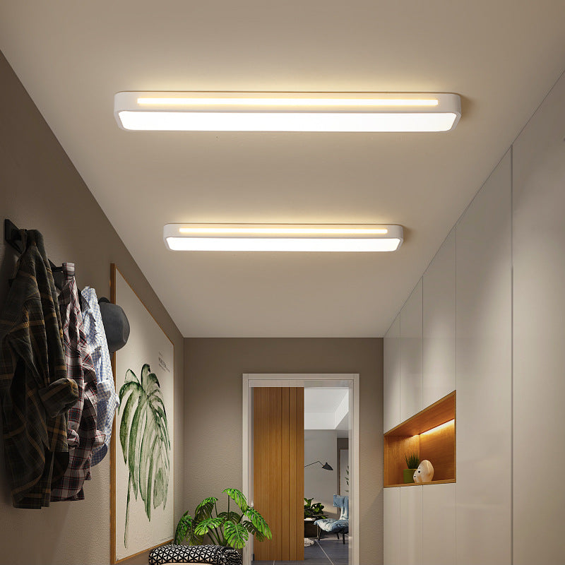 Rectangle Flush Mount Light Modern Metal LED White Ceiling Mount Lamp with Acrylic Diffuser in White/Warm Light, 19"/23"/31" Wide White Clearhalo 'Ceiling Lights' 'Close To Ceiling Lights' 'Close to ceiling' 'Flush mount' Lighting' 206236