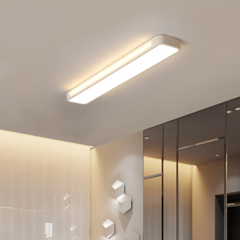 Rectangle Flush Mount Light Modern Metal LED White Ceiling Mount Lamp with Acrylic Diffuser in White/Warm Light, 19"/23"/31" Wide Clearhalo 'Ceiling Lights' 'Close To Ceiling Lights' 'Close to ceiling' 'Flush mount' Lighting' 206237