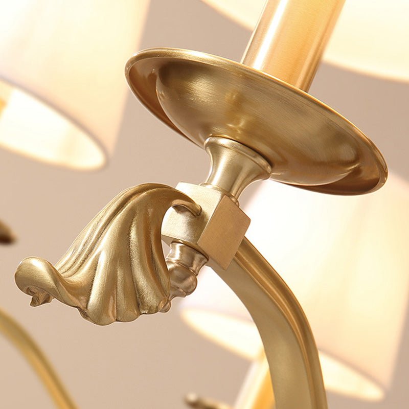 Empire Shade Chandelier Pendant Light Contemporary Fabric Brass Candelabra Hanging Light for Living Room Clearhalo 'Ceiling Lights' 'Chandeliers' 'Modern Chandeliers' 'Modern' Lighting' 2063602